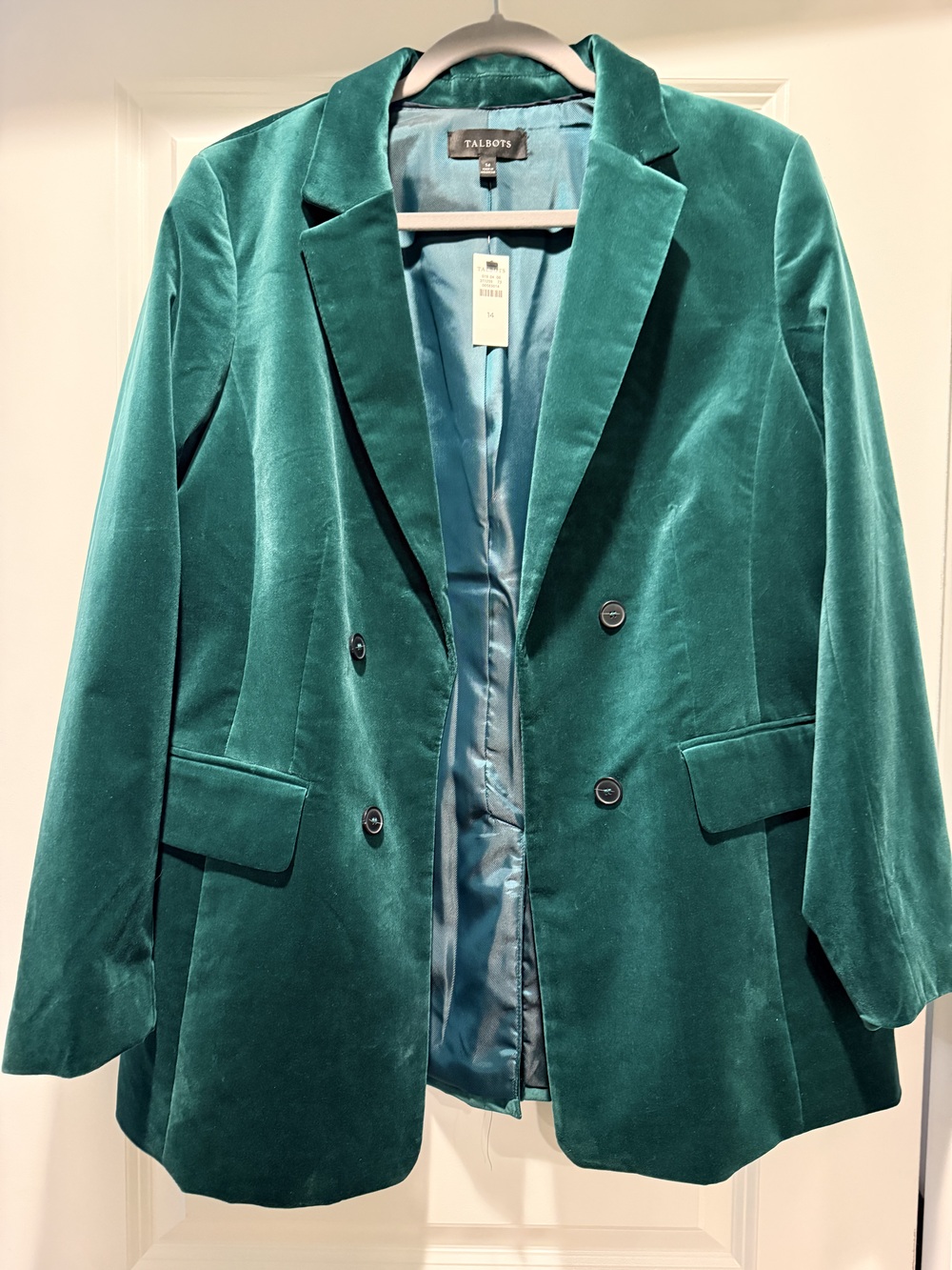 Talbots green velvet blazer